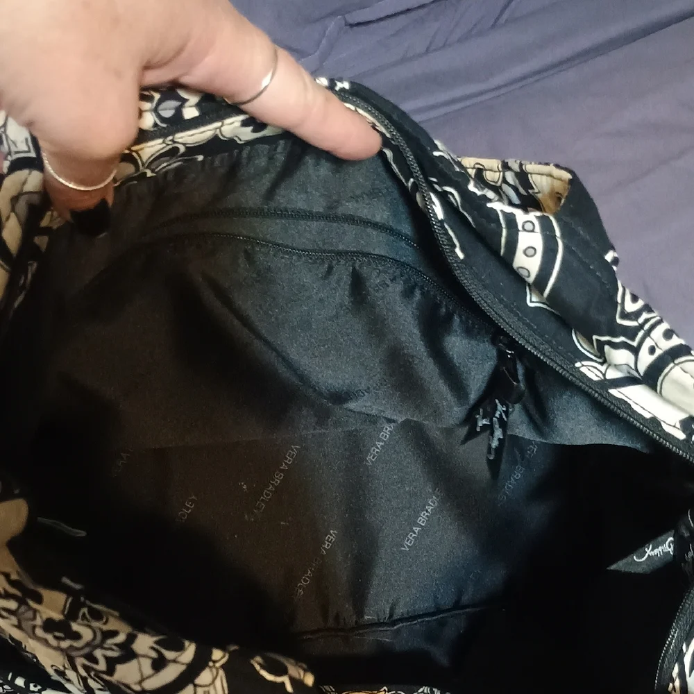 Vera Bradley Floral Black and White Tote Bag - Picture 3 of 3